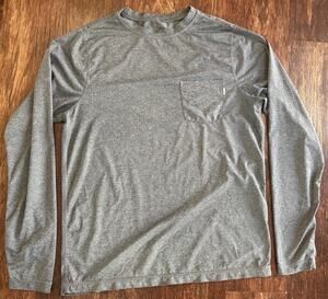 Vuori Mens Heathered Grey Long Sleeve Performance Athletic Shirt Size Large